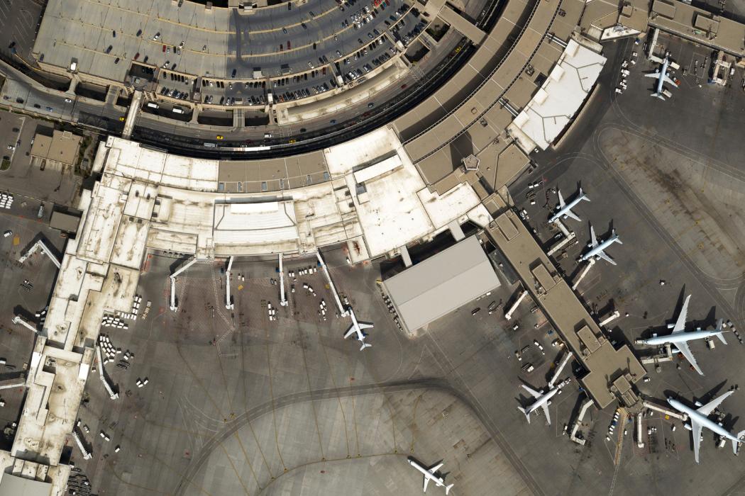 Aerial view of air freight terminal 