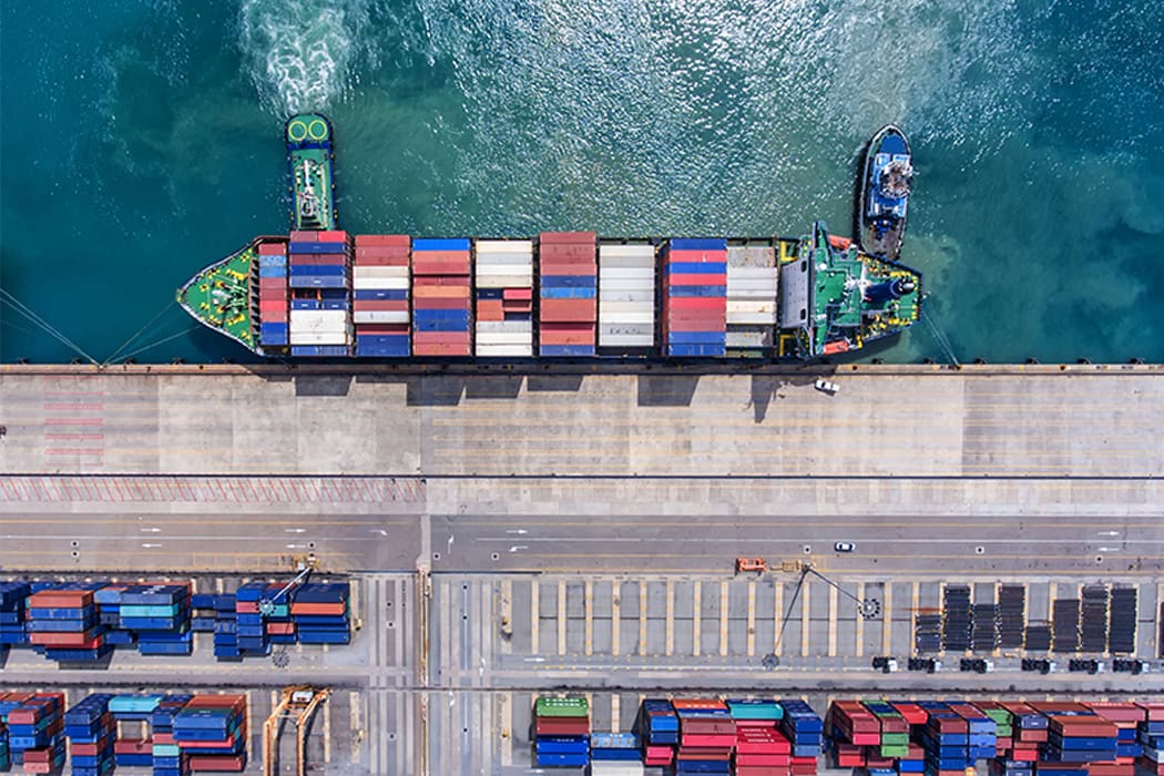 Ship in port depicting merchandise detention and seizures