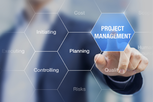 stock photo of man selecting agile project management 